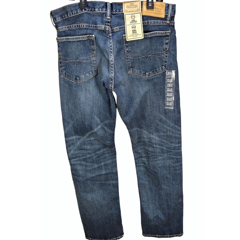 Men's Polo Ralph Lauren NWT 33x30 The Hampton Straight Jeans Medium Wash - Picture 2 of 5